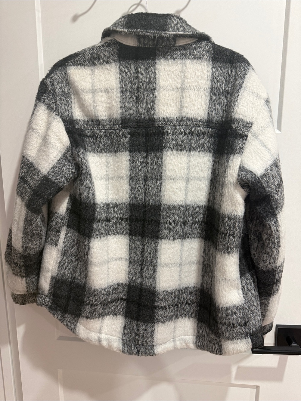 Oversized Black & White Plaid Shacket Jacket Size S - Picture 5 of 5